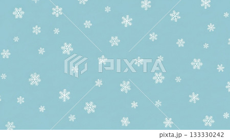 淡い水色に白い雪の結晶が舞うシンプルな冬のパターン背景 133330242