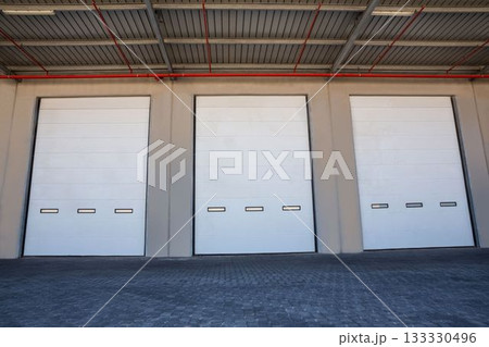 Exterior of closed door of warehouse Exterior of closed door of warehouse 133330496