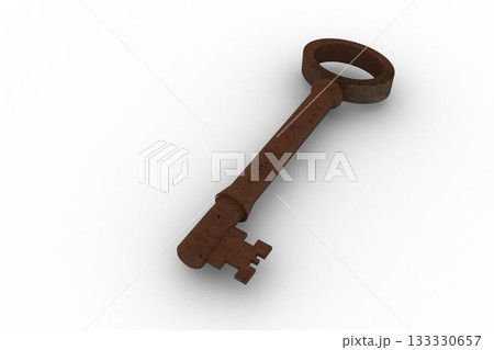 Digitally generated rusty old key 133330657