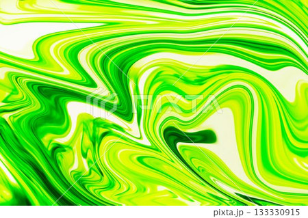 Green and yellow fluid swirling and flowing in flat design, marbling motion, transparent background Green and yellow fluid swirling and flowing in flat design, marbling motion, transparent background 133330915