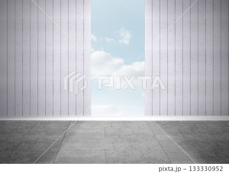 Door opening showing blue sky Door opening showing blue sky 133330952
