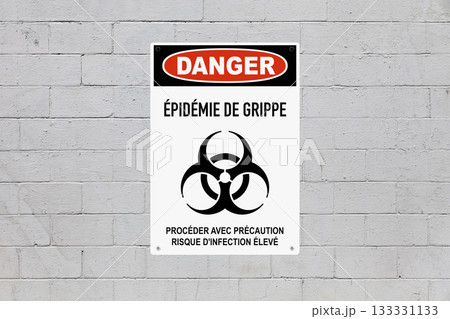 Danger, Influenza outbreak - French health hazard sign 133331133