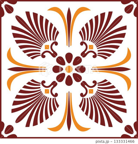 Greek floral meander, palmette in terracotta tones. Seamless classic greek ornament border. Decorative element in ethnic style. Endless European pattern border. Border Ancient Greece, Roman Empire Greek floral meander, palmette in terracotta tones. Seamless classic greek ornament border. Decorative element in ethnic style. Endless European pattern border. Border Ancient Greece, Roman Empire 133331466