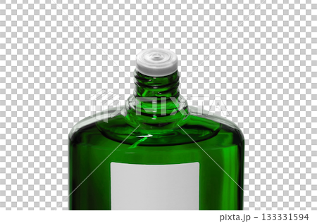 【切り抜き透過背景素材】スクリューキャップを開けた育毛剤の緑色半透明のボトル 【切り抜き透過背景素材】スクリューキャップを開けた育毛剤の緑色半透明のボトル 133331594