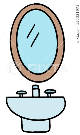 Cute hand drawn illustrations of mirror and sink for toilet, house, interior, home, print, room design, toiletry, bathroom vanity, bathroom, lifestyle, morning routine, furniture, sticker, washroom Cute hand drawn illustrations of mirror and sink for toilet, house, interior, home, print, room design, toiletry, bathroom vanity, bathroom, lifestyle, morning routine, furniture, sticker, washroom 133331973