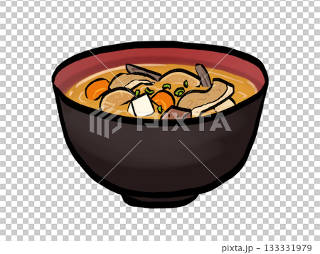 Pork miso soup illustration (brush stroke) Simple 133331979