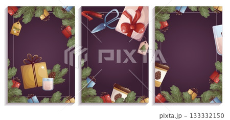 Set of Christmas cards with gifts 133332150