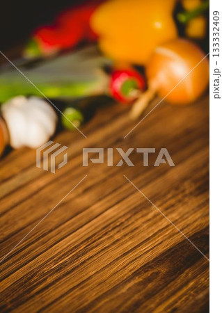 Vegetables on wooden table Vegetables on wooden table 133332409