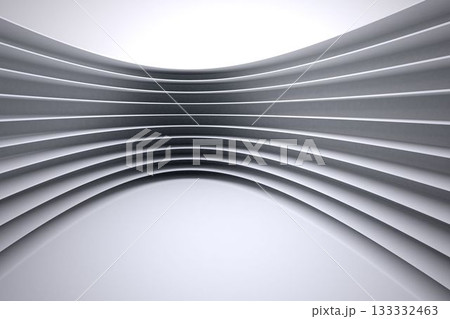 Showing abstract curved tunnel featuring layered panels and arched floor, transparent background Showing abstract curved tunnel featuring layered panels and arched floor, transparent background 133332463