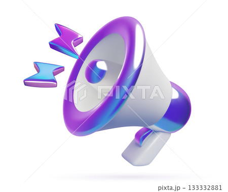 3d holographic megaphone with lightning bolts alert and sale icon 3d holographic megaphone with lightning bolts alert and sale icon 133332881