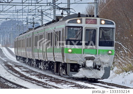 千歳線 島松-北広島 JR北海道 721系 F-4201編成(札幌) エアポート 千歳線 島松-北広島 JR北海道 721系 F-4201編成(札幌) エアポート 133333214