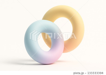 パステルカラーの抽象的3Dリングオブジェクト 133333394