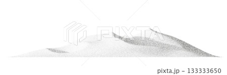 Pointillism style mountain made with noise, dots and subtle shading. A textured halftone landscape with soft grain transitions 133333650