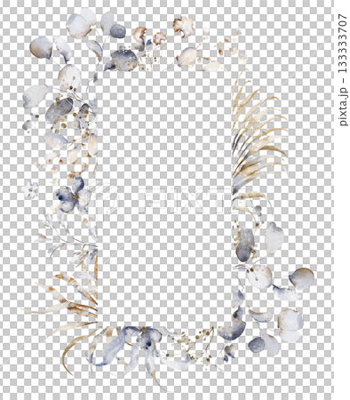 Rectangular eucalyptus leaf frame in watercolor style. Perfect for wedding invitations, greeting cards, and holiday templates. Includes botanical elements and floral arrangement. Rectangular eucalyptus leaf frame in watercolor style. Perfect for wedding invitations, greeting cards, and holiday templates. Includes botanical elements and floral arrangement. 133333707