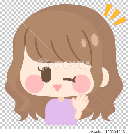 ゆるふわヘアの女の子（ウインク） 133334048