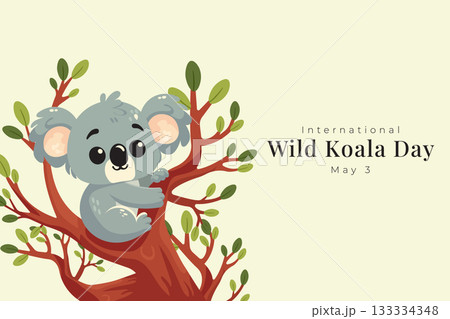 Cute Koala Bear Tree International Wild Koala Day Vector. 133334348