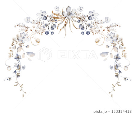 Watercolor Floral Wreath Archway Illustration Watercolor Floral Wreath Archway Illustration 133334418