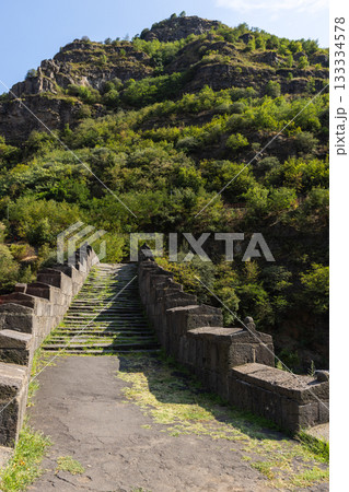 The Sanahin Bridge is a medieval stone arch bridge spanning the Debed River, Armenia 133334578