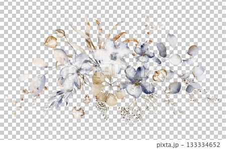 Watercolor Dried Flower Bouquet Illustration Watercolor Dried Flower Bouquet Illustration 133334652
