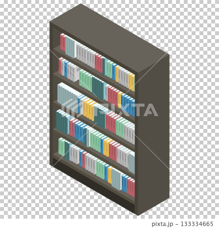 Isometric illustration: bookshelf full of books 133334665