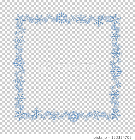 [Snowflake square frame] Hand-embroidered illustration material 133334705