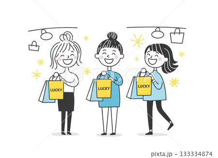 初売りで福袋を買う女性たち 133334874