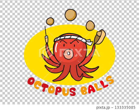 タコ焼きを焼くタコのキャラクター タコ焼きを焼くタコのキャラクター 133335085