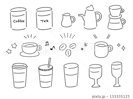 シンプルなカフェイラストのセット 133335125