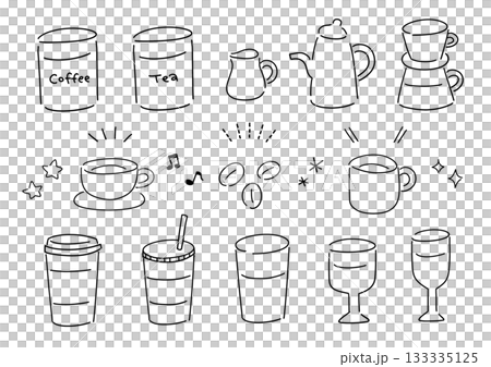シンプルなカフェイラストのセット 133335125