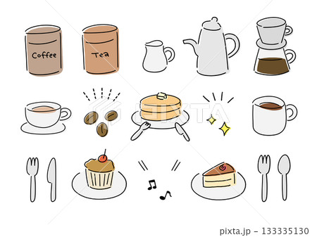 シンプルなカフェイラストのセット 133335130