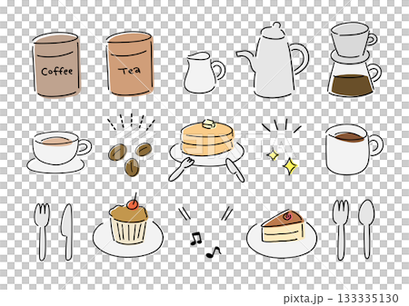 シンプルなカフェイラストのセット 133335130