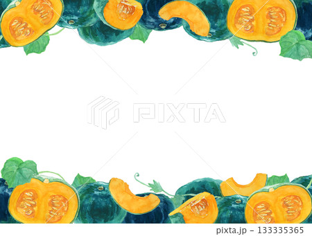 水彩絵の具で描いた手描きのかぼちゃ背景 水彩絵の具で描いた手描きのかぼちゃ背景 133335365