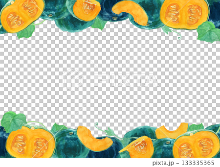 水彩絵の具で描いた手描きのかぼちゃ背景 水彩絵の具で描いた手描きのかぼちゃ背景 133335365