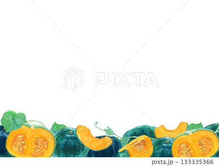 水彩絵の具で描いた手描きのかぼちゃ背景 133335366