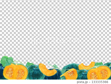 水彩絵の具で描いた手描きのかぼちゃ背景 133335366