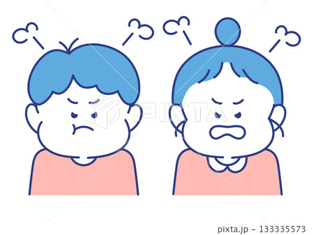 子ども　表情　イラスト　男女　怒っている　ポーズ 133335573