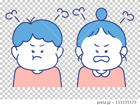 子ども　表情　イラスト　男女　怒っている　ポーズ 133335573