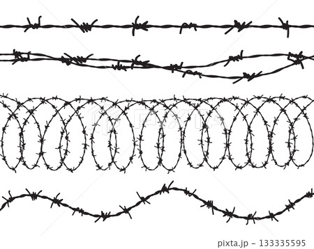 Wire barb vector prison war line border fence barbwire isolated army background. Chain wire barb Wire barb vector prison war line border fence barbwire isolated army background. Chain wire barb 133335595