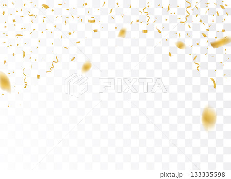 Gold confetti background vector isolated ribbon birthday. Golden confetti party falling glitter Gold confetti background vector isolated ribbon birthday. Golden confetti party falling glitter 133335598