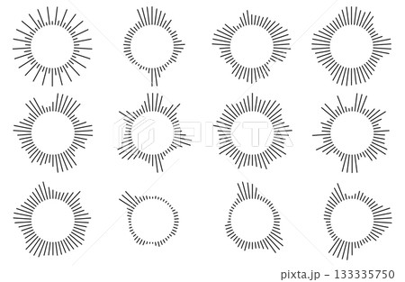 波形・サウンド・音・オーディオ・音波・振動などアイコンセット　黒線 133335750