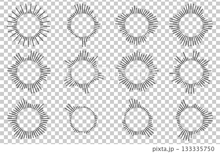 波形・サウンド・音・オーディオ・音波・振動などアイコンセット　黒線 133335750