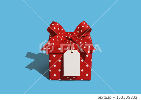 a red gift box with a tag, generative AI a red gift box with a tag, generative AI 133335832