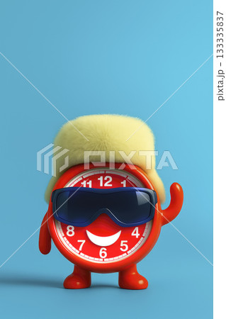 a red clock for winter time, generative AI 133335837