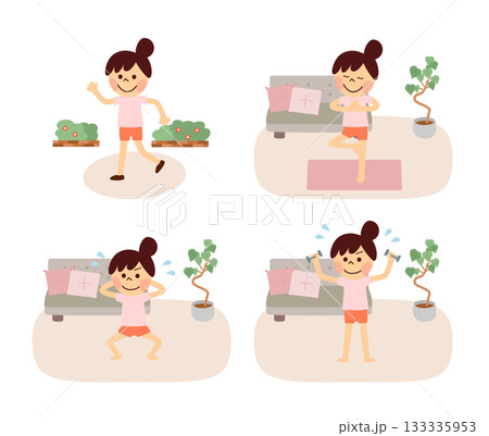 エクササイズをする女性 セット エクササイズをする女性 セット 133335953