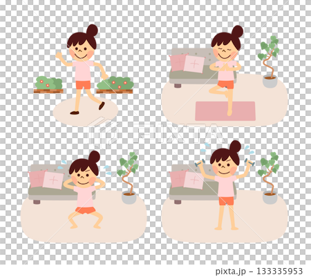 エクササイズをする女性 セット エクササイズをする女性 セット 133335953