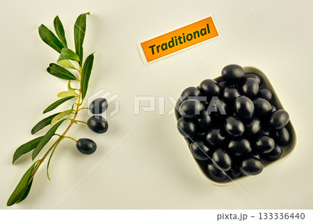 Olive branch with fresh olives Olive branch with fresh olives 133336440