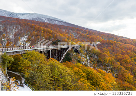 【青森県_八甲田】紅葉と初雪の城ヶ倉渓谷 10月 【青森県_八甲田】紅葉と初雪の城ヶ倉渓谷 10月 133336723
