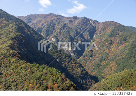 秋の徳島県のひの字渓谷（祖谷渓） 133337428