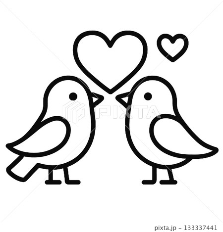 Two birds love heart romance cute line art minimal Two birds love heart romance cute line art minimal 133337441