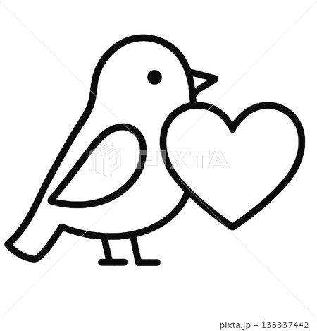 Bird outline heart love simple minimal black white Bird outline heart love simple minimal black white 133337442